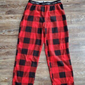 Calvin Klein Boy's Red and Black Buffalo Plaid Pajama Pants size 7/8